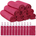 Redbaker 20 Pack Cooling Towels, 40"x12" Ice Breathable Soft Chilly Sweat Rag with Bags for Neck and Face Yoga Gym Running Golf Workout Sports Camping(Rose Red)