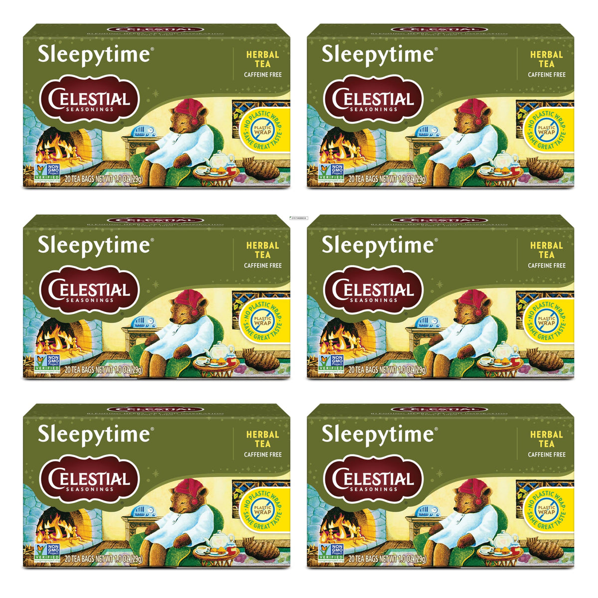 Celestial Seasonings Sleepytime Bitki Çayı, Kafeinsiz, 20 Poşet Çay Kutusu (6'lı Paket)