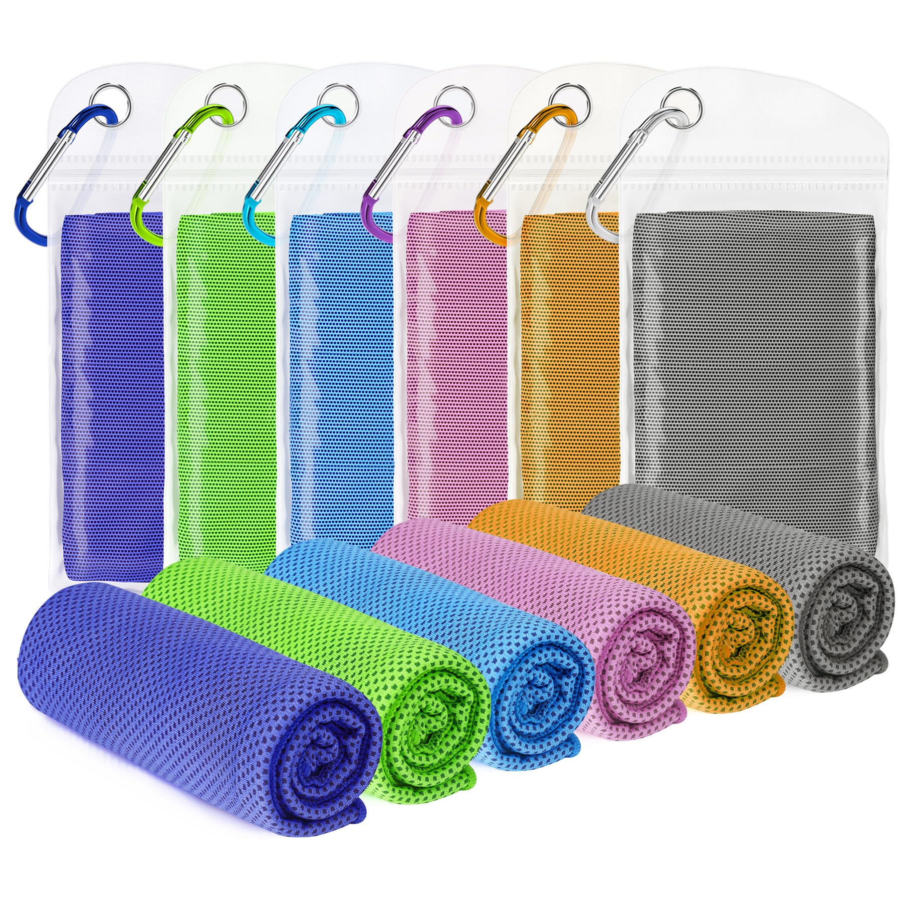 6 Pack Cooling Towels (40"x12") for Neck and Face, Cooling Neck Wraps, Cool Towel for Hot Weather, Ice Towel, Soft Breathable Chilly Towel for Workout, Camping, Yoga, Running