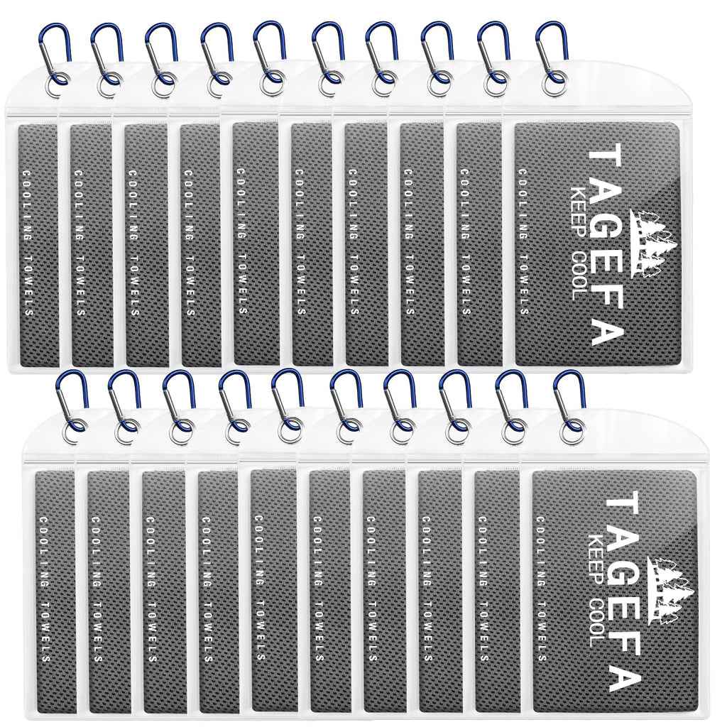 Cooling Towels 20 Pack, 40"x 12" Cooling Rags Neck Wraps for Sports with Carrying Pouch, Gym Cooling Neck Towels for Hor Weather, Sweat, Fitness, Travel