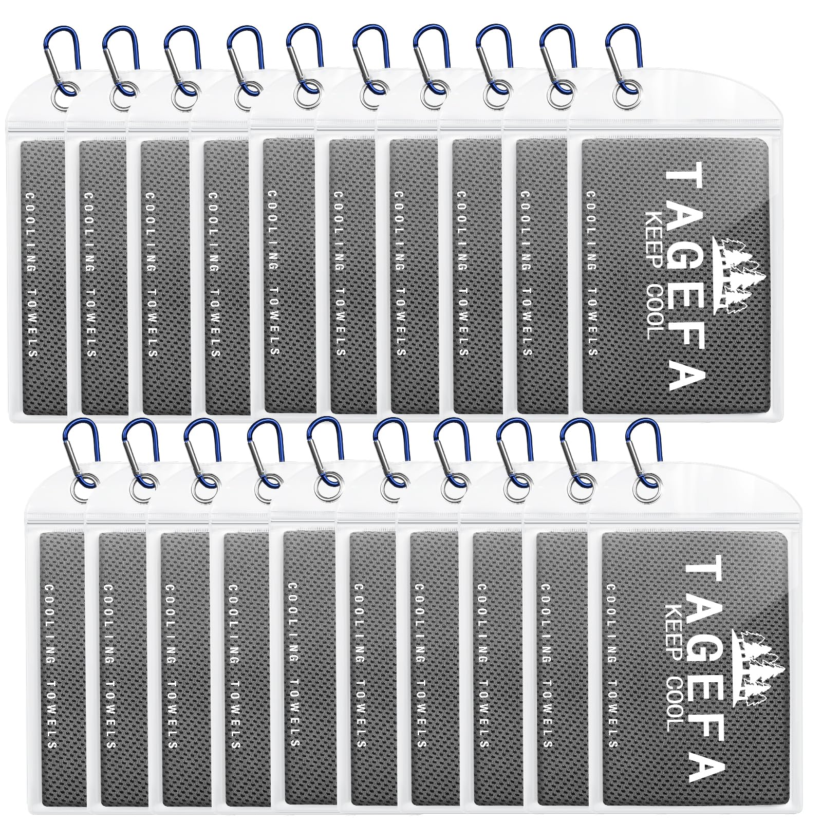 Cooling Towels 20 Pack, 40"x 12" Cooling Rags Neck Wraps for Sports with Carrying Pouch, Gym Cooling Neck Towels for Hor Weather, Sweat, Fitness, Travel