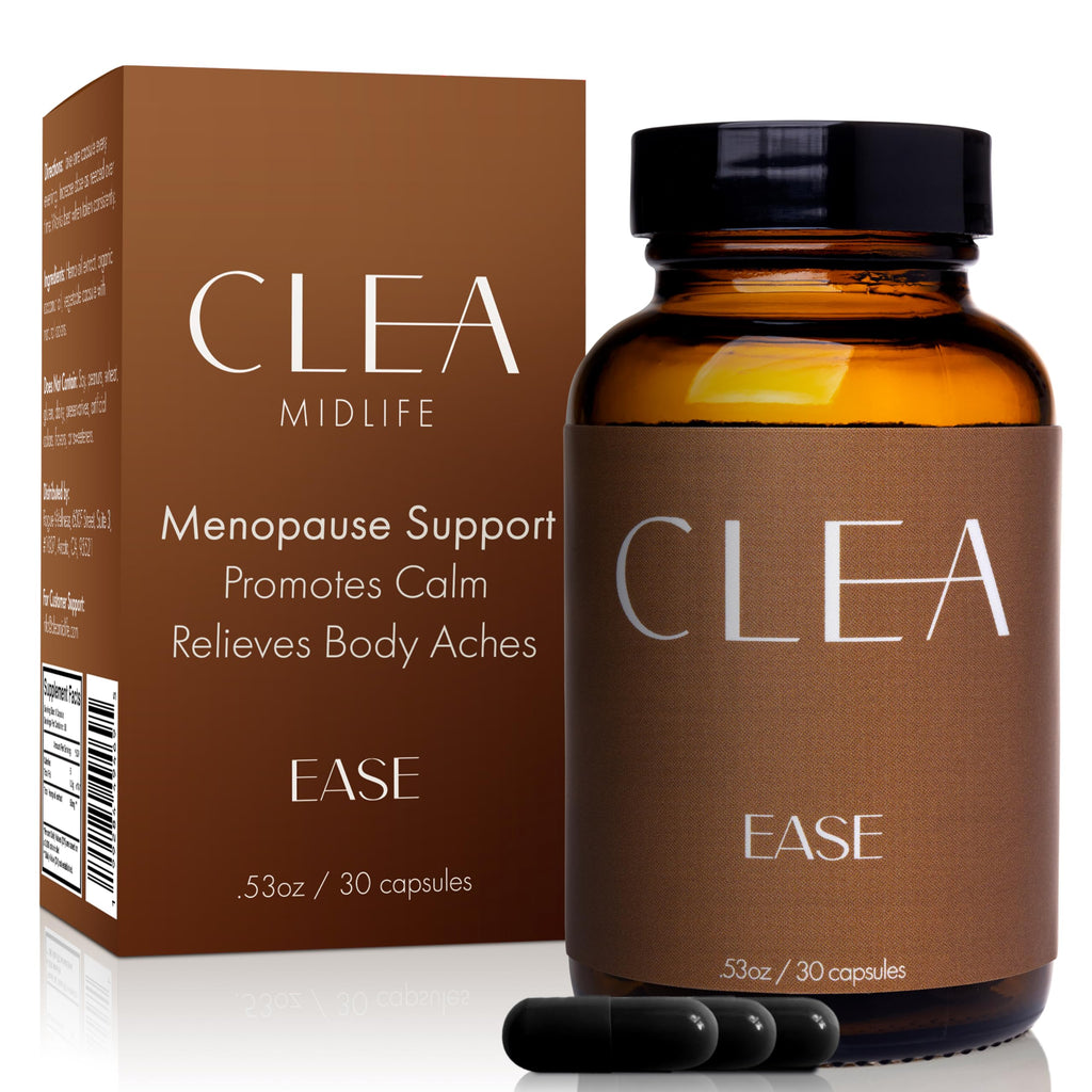 Ease – Menopause Support for Stress, Mood & Aches - Trusted by Dr Suzanne Gilberg MD - 50mg Premium Organic Hemp Oil - Feel Calm During Perimenopause & Menopause, Natural Cortisol Manager, 30 Capsules
