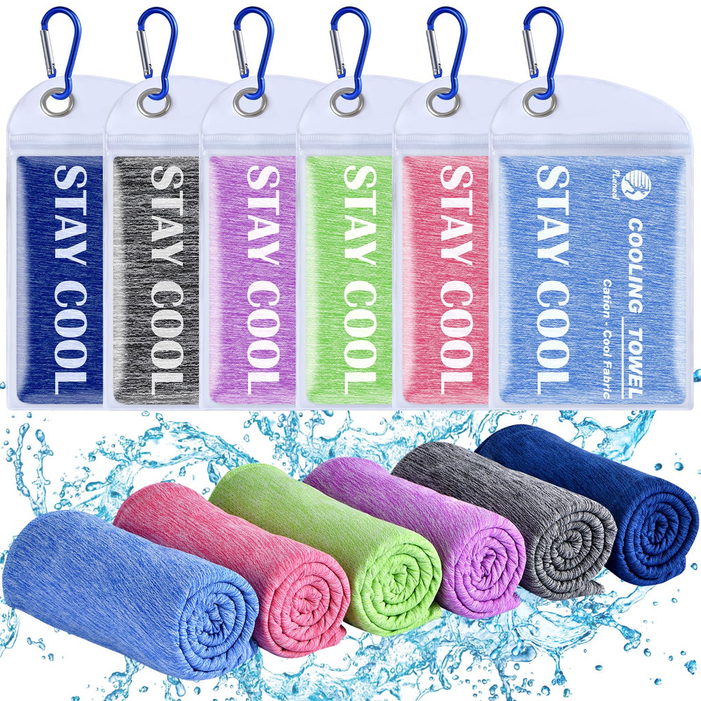 Cooling Towels - 6 Pack Cooling Towel (40"x12"), Ice Gym Towels for Working Out, Microfiber Cooling Towels for Neck and Face, Yoga Towel for Home Gym, Workout & More Activities