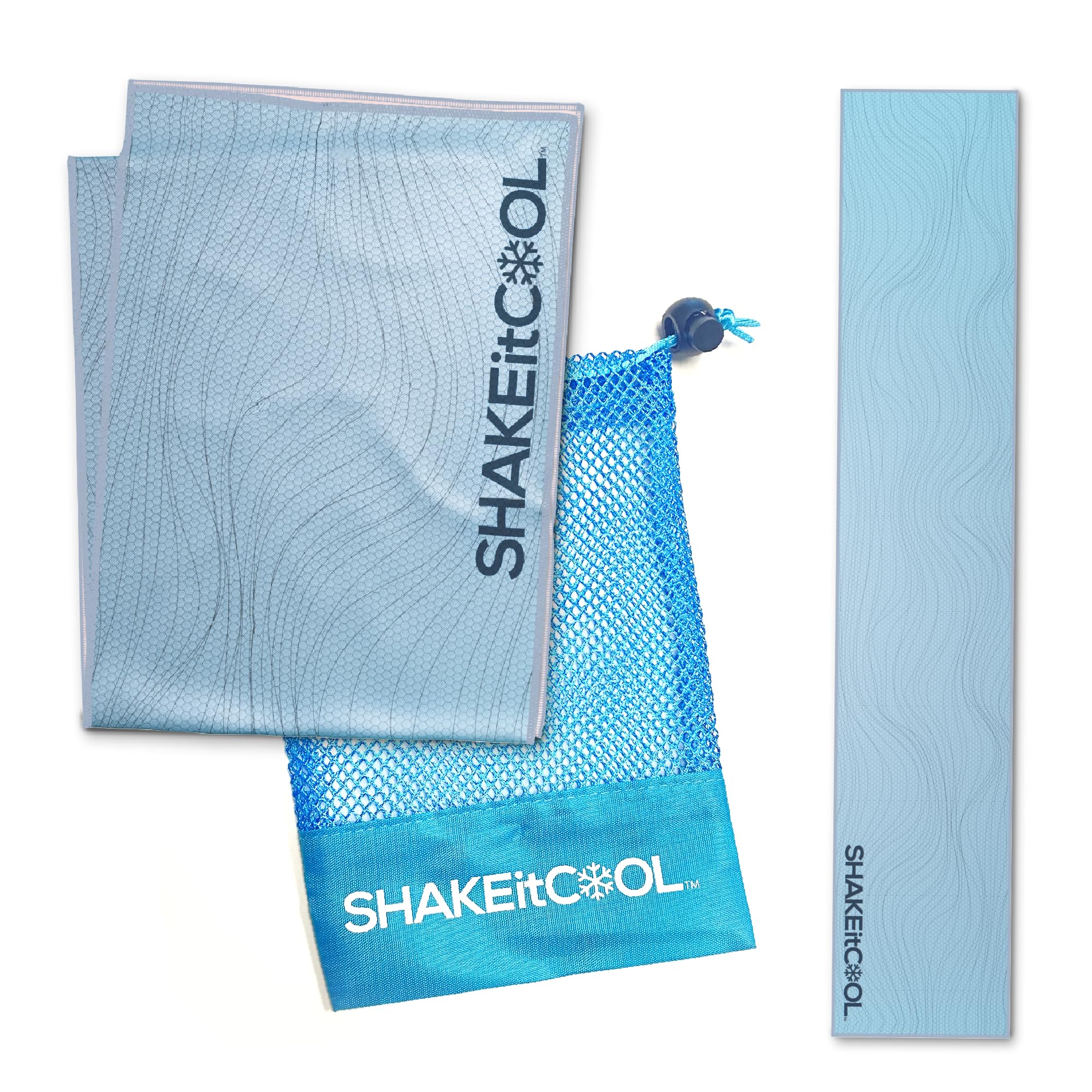 Original Cooling Towel – Be Cool in Style - Heat Relief, Soft, Lightweight, Sun Protection, Easy Clean - Perfect for Biking, Running, Yoga, Gym, Gardening - Blue Wave