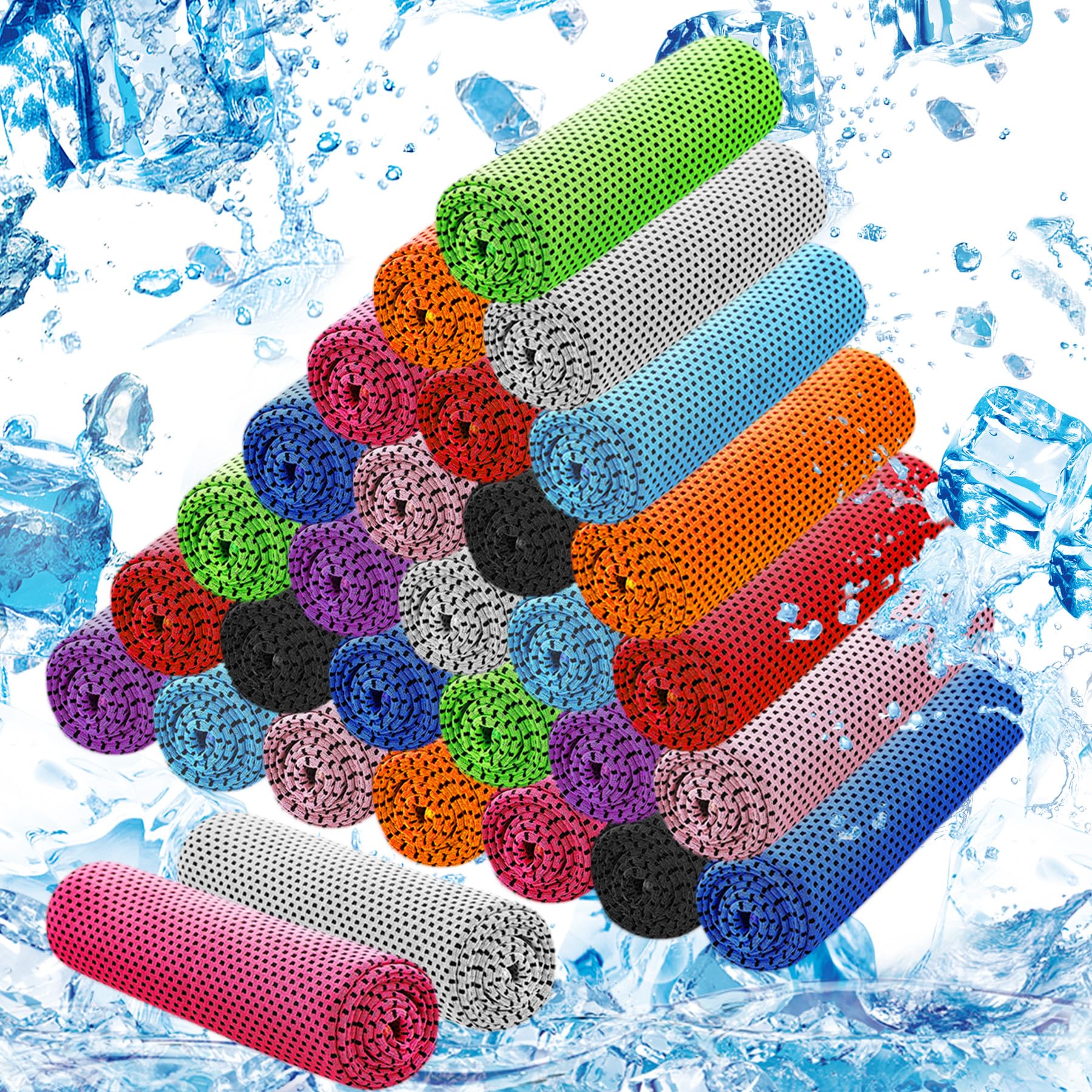 30Pack Cooling Towels for Neck and Face (40"x12"), Ice Microfiber Cooling Towels Bulk for Workout Chill Sweat Towels Cooling Neck Wraps for Gym Yoga Golf Running Sport