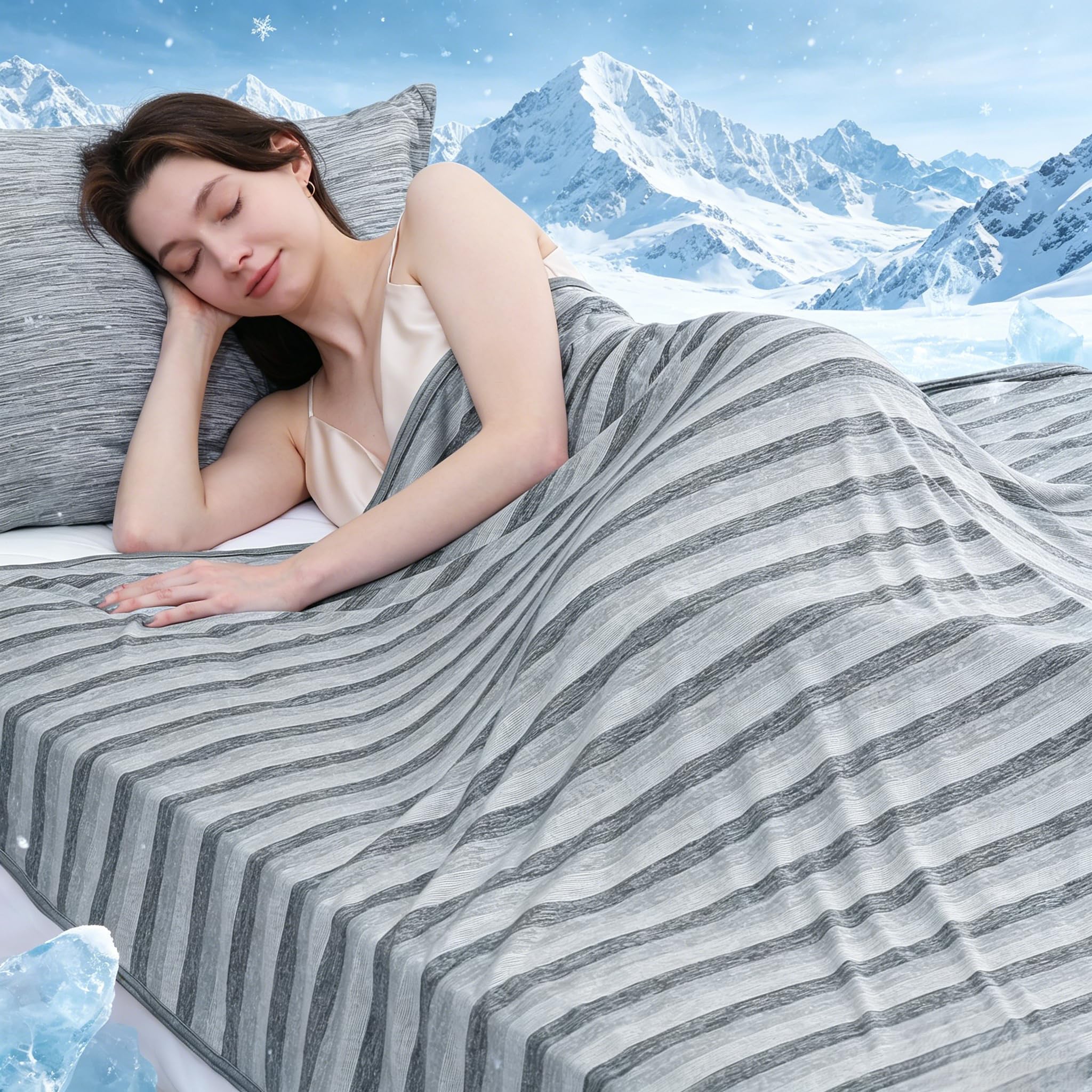 Marchpower Arc-Chill Cooling Blanket for Hot Sleepers Twin Size, Double Sided Cooling Fabric Q-Max>0.5, Cooling Blanekt for Hot Flashes and Night Sweats, Cool Blanekt Cold Blanket for Summer Grey