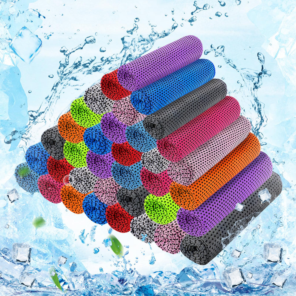 50Packs 31"x12" Bulk Cooling Towels for Neck and Face Hot Weather, 10Colors | MADHOLLY Breathable Cooling Neck Wraps, Sweat Towel Rags for Workout, Gym, Yoga, Camping, Summer Essentials