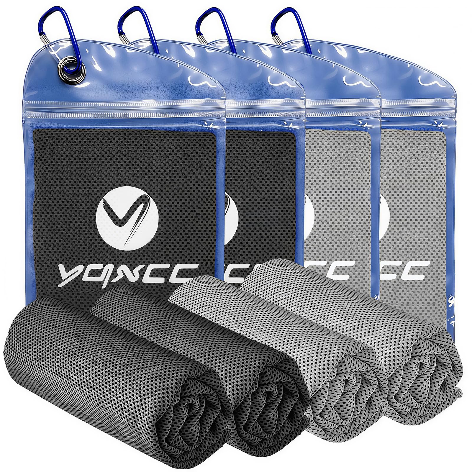YQXCC 4 Pack Cooling Towels (40"x12"), Ice Cool for Neck & Face | Soft Breathable Microfiber, Instant Cool Sports Towel for Gym, Yoga, Golf, Running, Camping, Outdoor Activities & Hot Weather